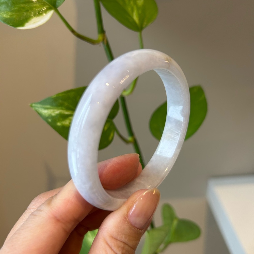 Certified White moonlight Grade A jadeite size 56 bangle